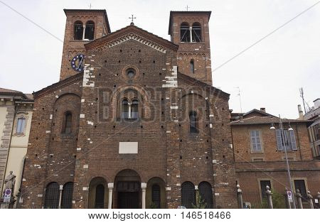 MILAN, ITALY - APRIL 16 2014: Facade of San Sepolcro church in Milan