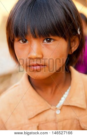 Heho Myanmar - March 03 2011 - Portrait of burmese girl at daylight