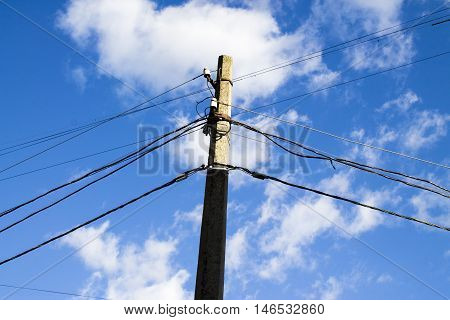 electric pole on a beautiful sky background