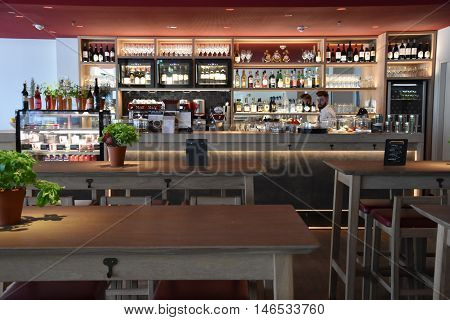 HAMBURG, GERMANY - AUG 28: Hamburg Airport (Flughafen Hamburg) in Germany, as seen on Aug 28, 2016. It is the fifth-busiest of Germany's commercial airports measured by the number of passengers.
