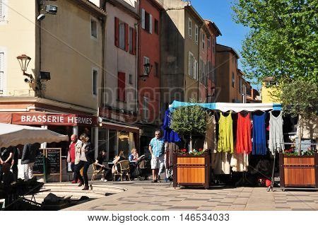 Frejus; France - april 16 2016 : the picturesque market in spring