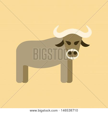 . Vector. flat icon on stylish background cartoon bull
