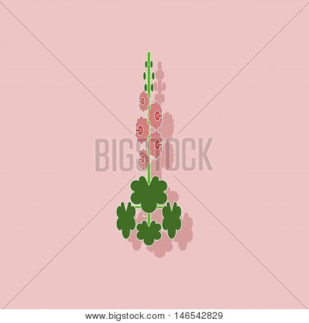 paper sticker on stylish background of plant Malva