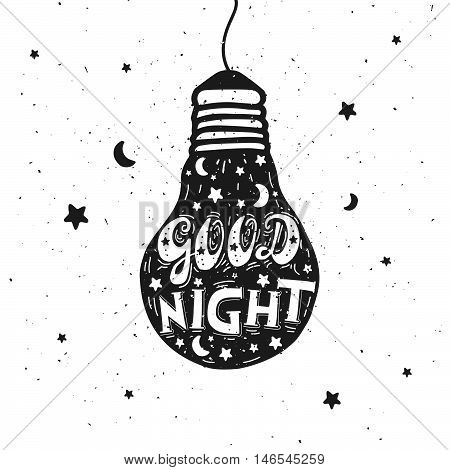 Good night letter. Hand drawn vector illustration