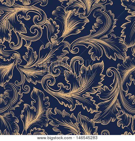 Vector seamless pattern in Baroque style. Vintage background for invitation, fabrics