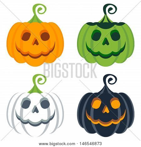 Set Of Helloween Colored Pumpkins
