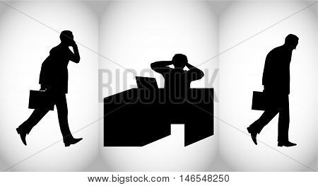 Vector illustration of a business person's mood during the working day