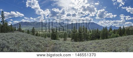 Panoramic view of a Beartooth Highway overlook, Wyoming, United States