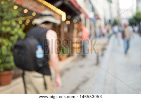 Blurred City and People in Urban Scene