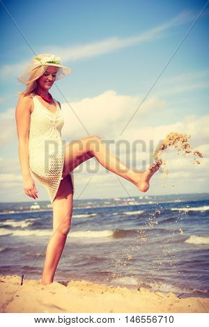 Attractive Woman With White Dress.