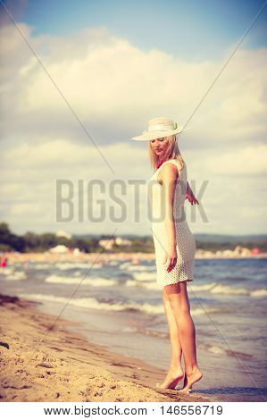 Attractive Woman With White Dress.