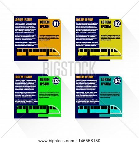 CONCEPT OF RAILWAY TRANSPORT BUSINESS INFOGRAPHIC WITH FOUR OPTIONS