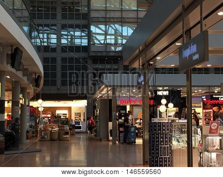 HAMBURG, GERMANY - AUG 28: Hamburg Airport (Flughafen Hamburg) in Germany, as seen on Aug 28, 2016. It is the fifth-busiest of Germany's commercial airports measured by the number of passengers.