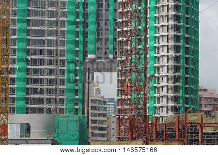 Silhouette Of The Building Construction Is Not Finished.