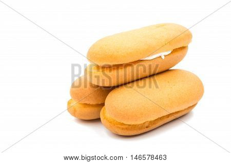 Sponge cake cream on a white background