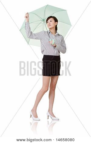 Business Woman Holding Umbrella