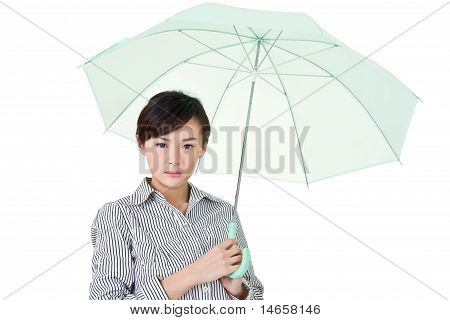 Business Woman Holding Umbrella