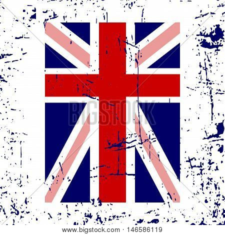 British flag t shirt typography graphics. Blue red white national design isolated on white background. Symbol of England Britain United Kingdom. Template apparel card poster Vector illustration