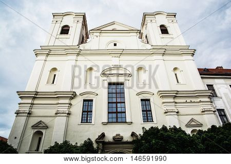 Jesuit church in Skalica Slovak republic. Religious architecture. Place of worship. Cultural heritage. Architectural scene.