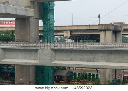Construction Site Of Sky Train Redline Bangsue-rangsit