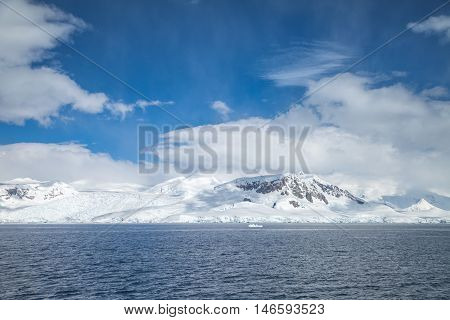 Mountains are covered with snow in antarctic for landscape.