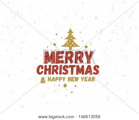 Merry Christmas and Happy New Year text design. Vector logo, typograpy. Usable as banner, greeting card, gift package etc.