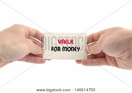 Value for money text concept isolated over white background