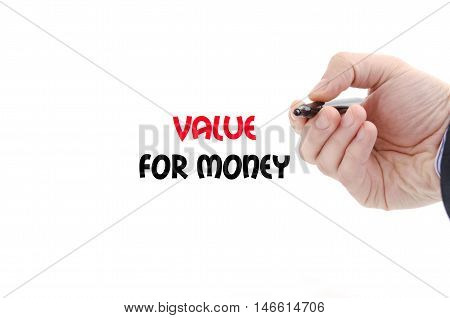 Value for money text concept isolated over white background