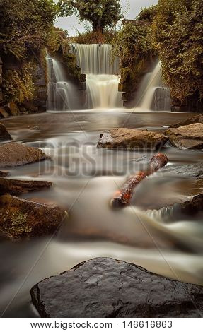 Long exposure of the waterfalls at Penllergare woods, Swansea, UK