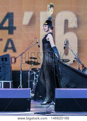 St. Petersburg, Russia - 12 August, Girl, display designer clothes,12 August, 2016.
Beauty contest 