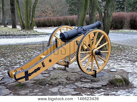 Detailed view of the old Napoleonic cannon militarily