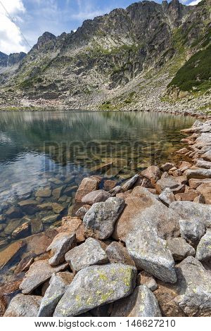 Landscape with Stones in the water of Musalenski lakes,  Rila mountain, Bulgaria