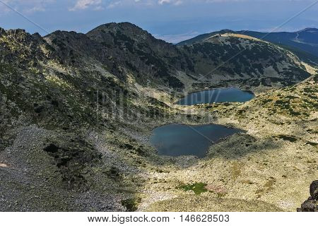 Amazing view to Musalenski lakes from Musala Peak, Rila mountain, Bulgaria