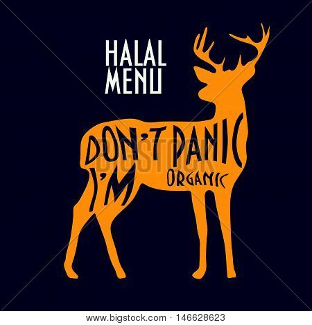 Vintage label with Deer Typography is excellent as butcher shop sign, menu element, festival symbol, icon on your site. Text 