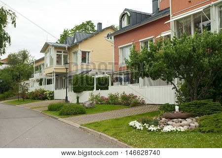 Naantali, Finland - 06 July , 2015: Cloudy Summer Day On The Historic Quarter Of Naantali