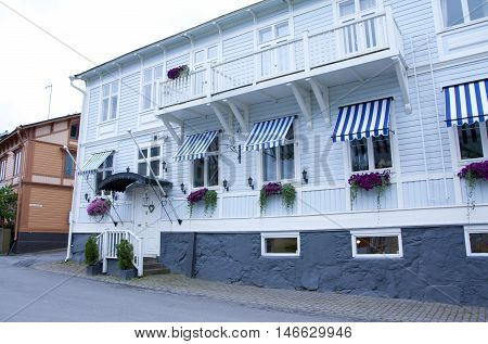 Naantali, Finland - 06 July , 2015: Cloudy Summer Day On The Historic Quarter Of Naantali