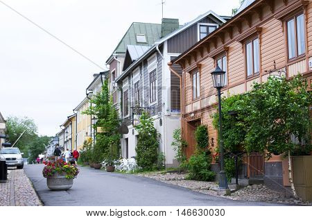 Naantali, Finland - 06 July , 2015: Cloudy Summer Day On The Historic Quarter Of Naantali