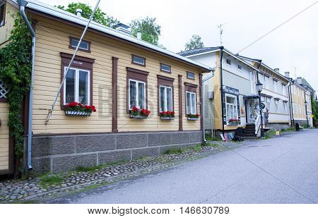Naantali, Finland - 06 July , 2015: Cloudy Summer Day On The Historic Quarter Of Naantali