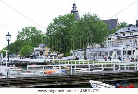 Naantali, Finland - 07 July , 2015: Cloudy Summer Day In The Harbor Of Naantali