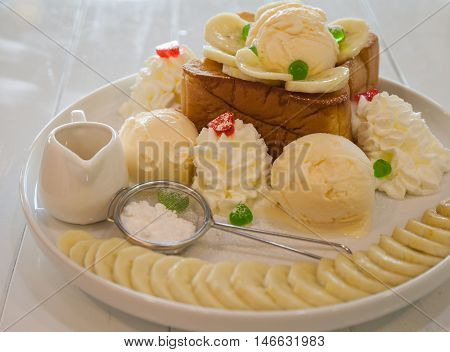 honey toast menu dessert sweet tasty and happy for eat.