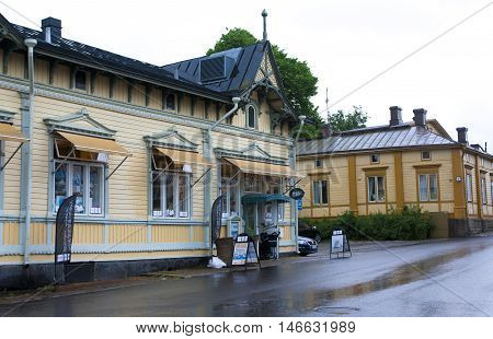Naantali, Finland - 06 July , 2015: Cloudy Summer Day On The Historic Quarter Of Naantali