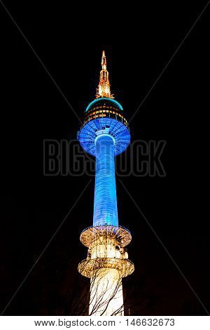 light abstract on seoul tower. landmark in korea