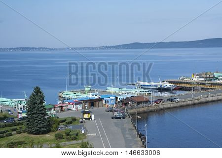 Petrozavodsk, Russia - 26 August 2015: Harbor Of Petrozavodsk, Top View