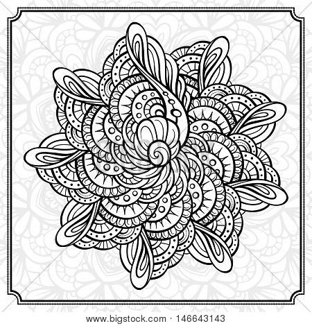 Vector abstract black and white mandala pattern.