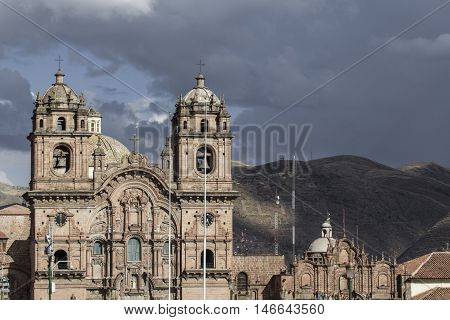 La Compania De Jesus Church On Plaza De Armas Square In Cuzco, Peru.