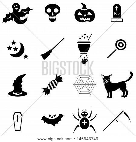Halloween icons set in simple style. Halloween holiday elements set collection vector illustration