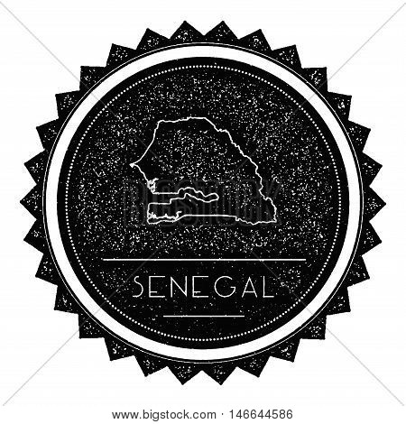 Senegal Map Label With Retro Vintage Styled Design. Hipster Grungy Senegal Map Insignia Vector Illus