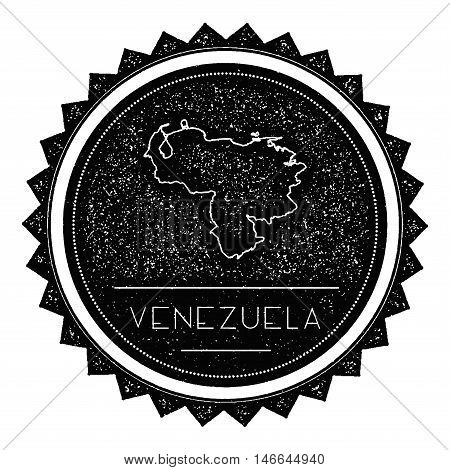 Venezuela, Bolivarian Republic Of Map Label With Retro Vintage Styled Design. Hipster Grungy Venezue