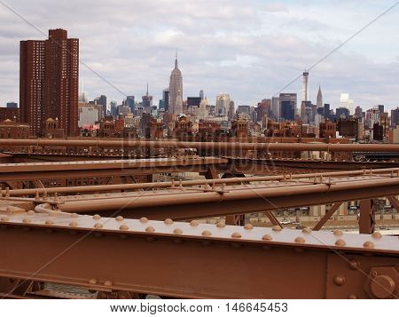A view of Manhattan from Brooklyn Bridge.