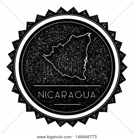 Nicaragua Map Label With Retro Vintage Styled Design. Hipster Grungy Nicaragua Map Insignia Vector I